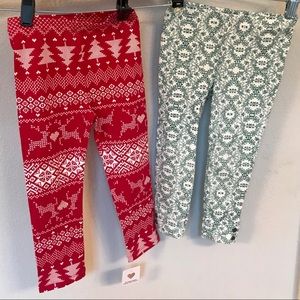 2 Pairs of Christmas Leggings, One NWT